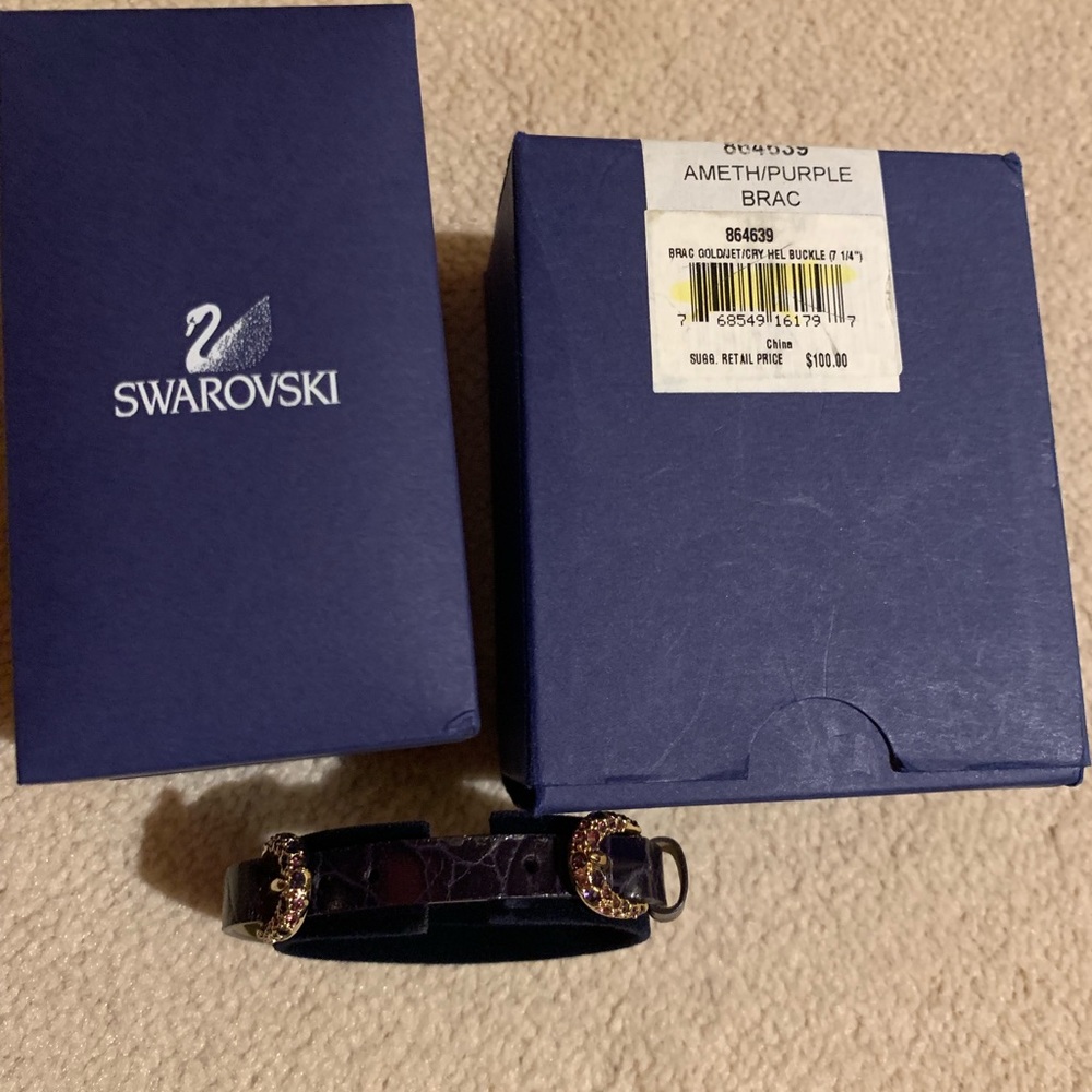 Swarovski amethyst crystal skinny buckle bracelet